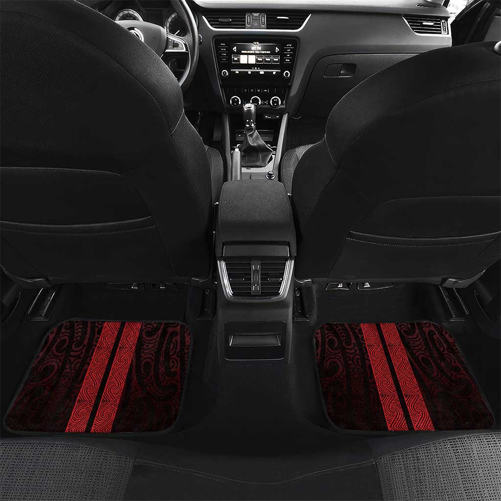 New Zealand Maori Kowhaiwhai Car Mats Whero Maui and Mangopare LT9 Set 2pcs - Back Red - Polynesian Pride