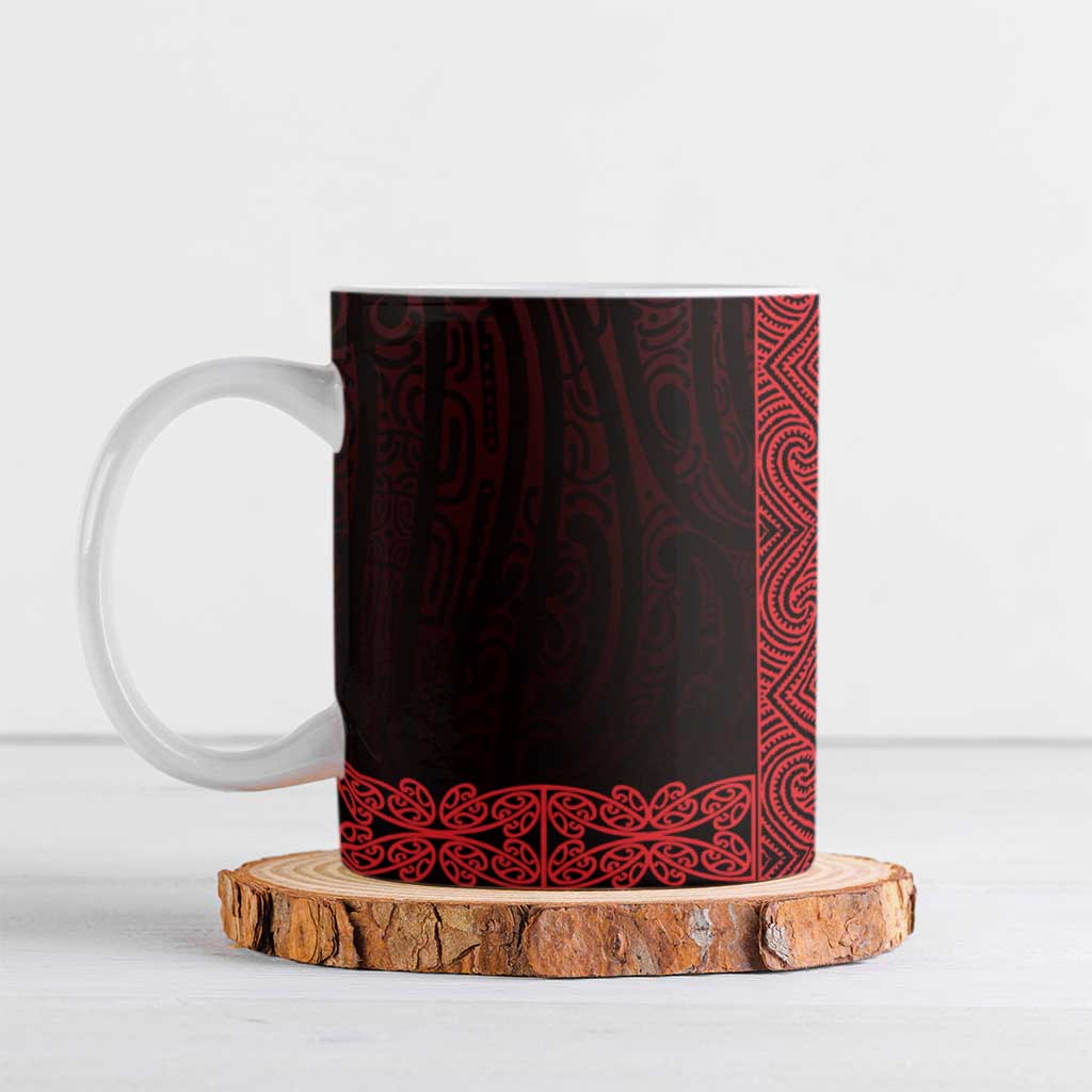New Zealand Maori Kowhaiwhai Ceramic Mug Whero Maui and Mangopare LT9 Red - Polynesian Pride