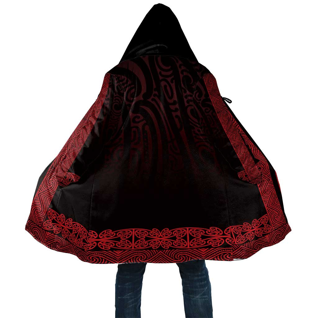 New Zealand Maori Kowhaiwhai Cloak Whero Maui and Mangopare LT9 Unisex Red - Polynesian Pride
