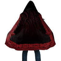 New Zealand Maori Kowhaiwhai Cloak Whero Maui and Mangopare LT9 Unisex Red - Polynesian Pride