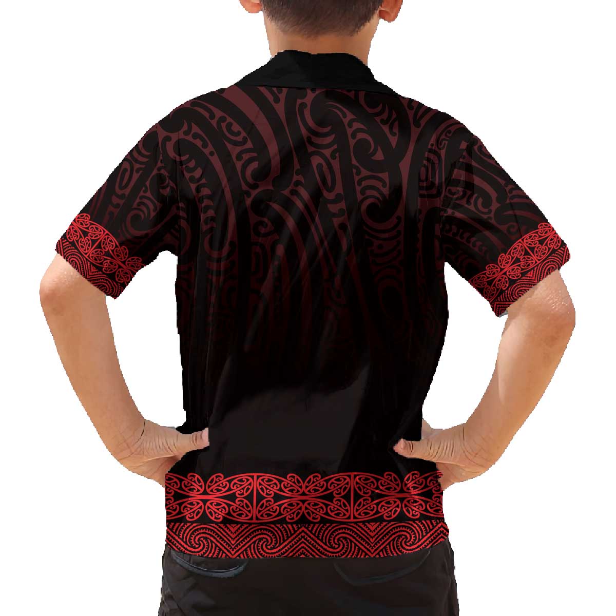 New Zealand Maori Kowhaiwhai Family Matching Off The Shoulder Long Sleeve Dress and Hawaiian Shirt Whero Maui and Mangopare LT9 - Polynesian Pride