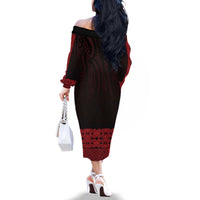 New Zealand Maori Kowhaiwhai Family Matching Off The Shoulder Long Sleeve Dress and Hawaiian Shirt Whero Maui and Mangopare LT9 - Polynesian Pride