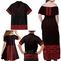New Zealand Maori Kowhaiwhai Family Matching Off Shoulder Maxi Dress and Hawaiian Shirt Whero Maui and Mangopare LT9 - Polynesian Pride