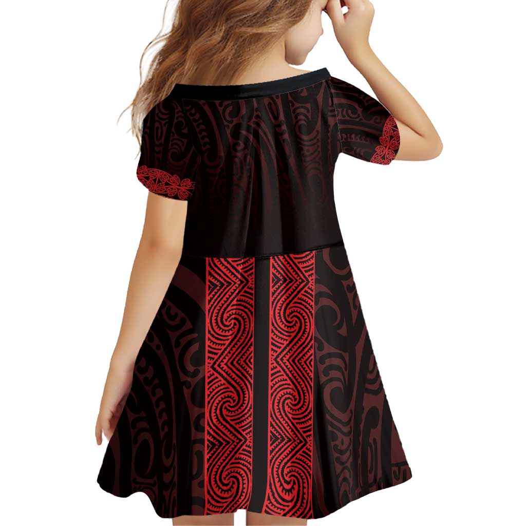 New Zealand Maori Kowhaiwhai Family Matching Off Shoulder Short Dress and Hawaiian Shirt Whero Maui and Mangopare LT9 - Polynesian Pride