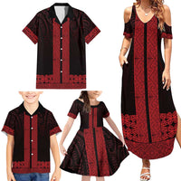 New Zealand Maori Kowhaiwhai Family Matching Summer Maxi Dress and Hawaiian Shirt Whero Maui and Mangopare LT9 - Polynesian Pride