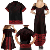New Zealand Maori Kowhaiwhai Family Matching Summer Maxi Dress and Hawaiian Shirt Whero Maui and Mangopare LT9 - Polynesian Pride