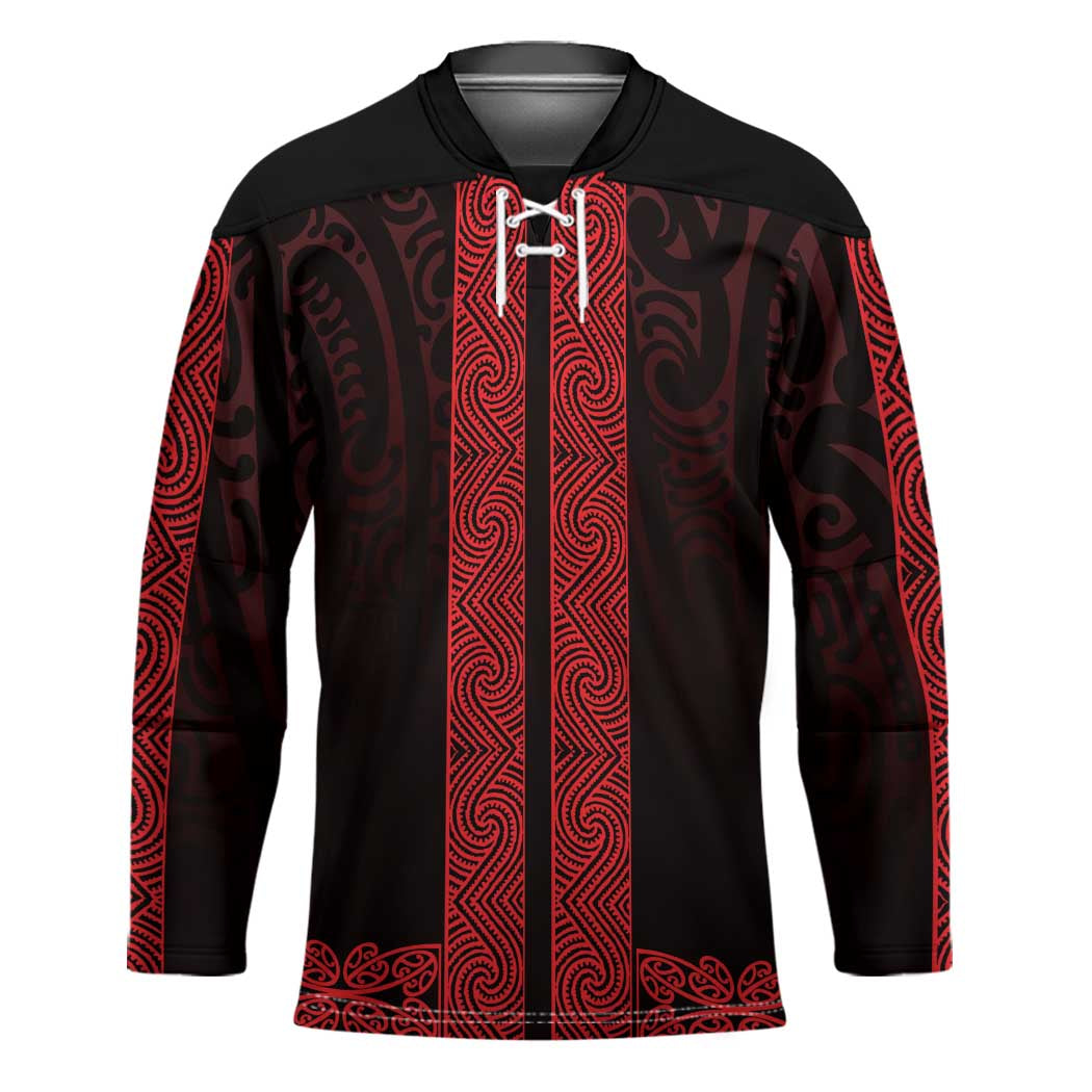 New Zealand Maori Kowhaiwhai Hockey Jersey Whero Maui and Mangopare LT9 Unisex Red - Polynesian Pride