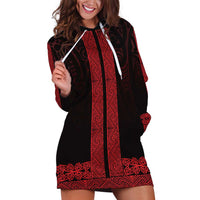 New Zealand Maori Kowhaiwhai Hoodie Dress Whero Maui and Mangopare LT9 Red - Polynesian Pride