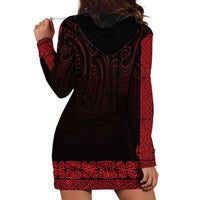 New Zealand Maori Kowhaiwhai Hoodie Dress Whero Maui and Mangopare LT9 - Polynesian Pride