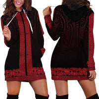 New Zealand Maori Kowhaiwhai Hoodie Dress Whero Maui and Mangopare LT9 - Polynesian Pride