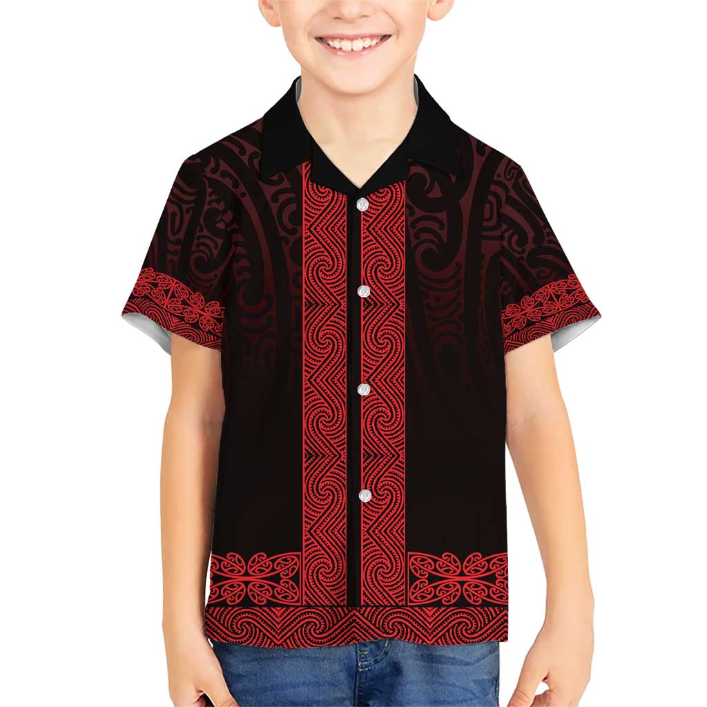 New Zealand Maori Kowhaiwhai Kid Hawaiian Shirt Whero Maui and Mangopare LT9 Kid Red - Polynesian Pride
