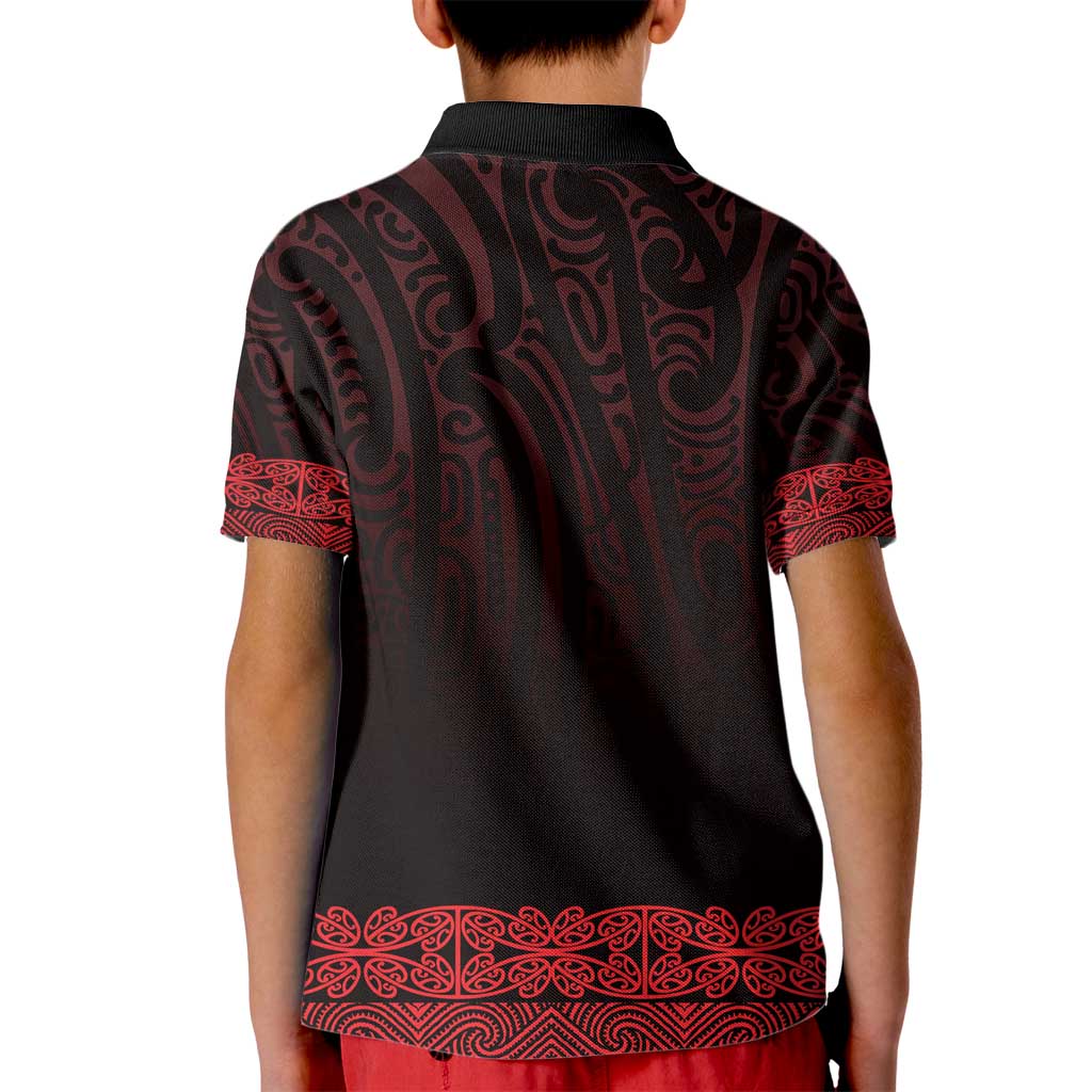 New Zealand Maori Kowhaiwhai Kid Polo Shirt Whero Maui and Mangopare LT9 - Polynesian Pride