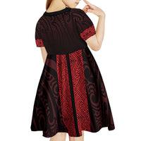 New Zealand Maori Kowhaiwhai Kid Short Sleeve Dress Whero Maui and Mangopare LT9 - Polynesian Pride