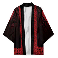 New Zealand Maori Kowhaiwhai Kimono Whero Maui and Mangopare LT9 Unisex Red - Polynesian Pride