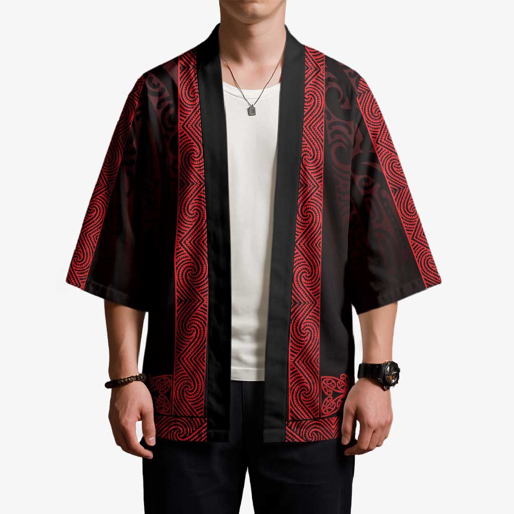 New Zealand Maori Kowhaiwhai Kimono Whero Maui and Mangopare LT9 - Polynesian Pride
