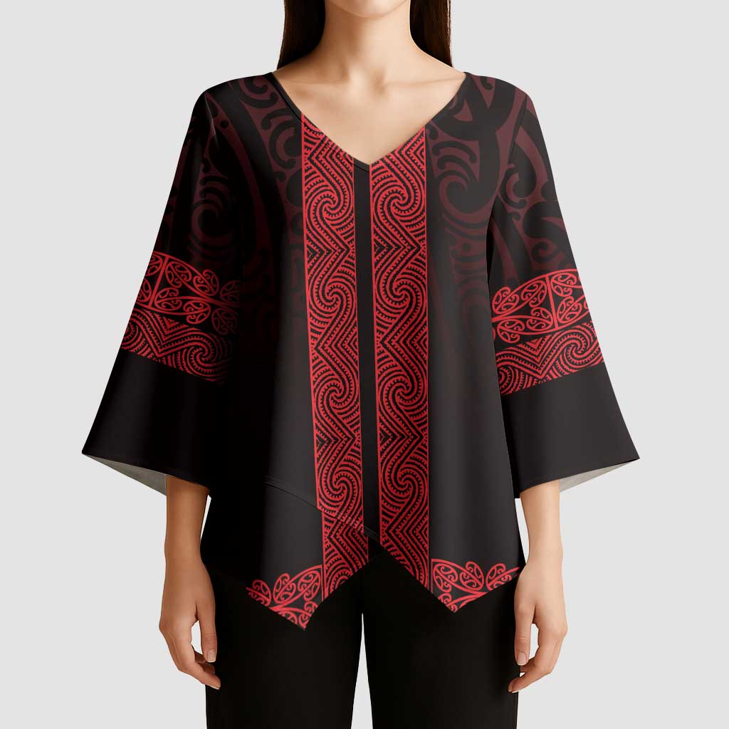 New Zealand Maori Kowhaiwhai Kimono Sleeve Blouse Whero Maui and Mangopare LT9 - Polynesian Pride