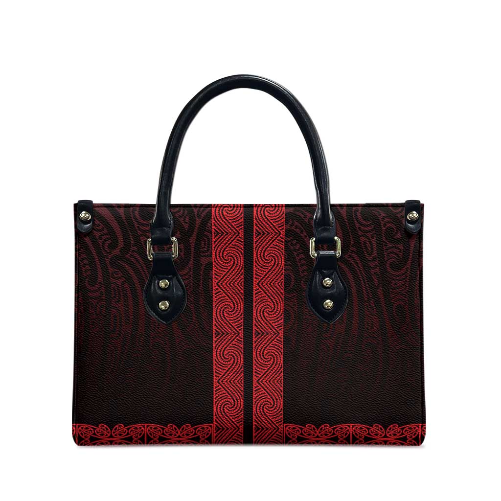 New Zealand Maori Kowhaiwhai Leather Bag Whero Maui and Mangopare LT9 - Polynesian Pride
