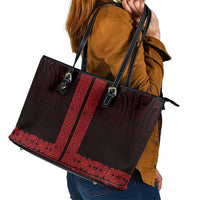 New Zealand Maori Kowhaiwhai Leather Tote Bag Whero Maui and Mangopare LT9 - Polynesian Pride