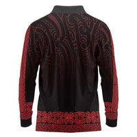 New Zealand Maori Kowhaiwhai Long Sleeve Polo Shirt Whero Maui and Mangopare LT9 - Polynesian Pride