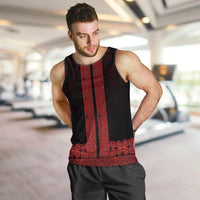 New Zealand Maori Kowhaiwhai Men Tank Top Whero Maui and Mangopare LT9 Red - Polynesian Pride