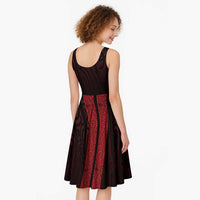 New Zealand Maori Kowhaiwhai Midi Dress Whero Maui and Mangopare LT9 - Polynesian Pride