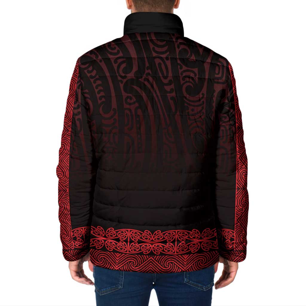 New Zealand Maori Kowhaiwhai Padded Jacket Whero Maui and Mangopare LT9 - Polynesian Pride