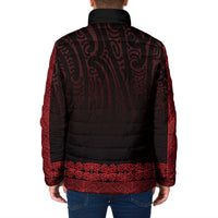 New Zealand Maori Kowhaiwhai Padded Jacket Whero Maui and Mangopare LT9 - Polynesian Pride