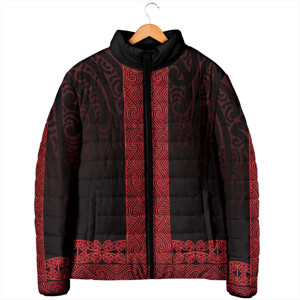 New Zealand Maori Kowhaiwhai Padded Jacket Whero Maui and Mangopare LT9 - Polynesian Pride