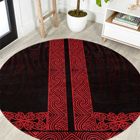 New Zealand Maori Kowhaiwhai Round Carpet Whero Maui and Mangopare LT9 Red - Polynesian Pride