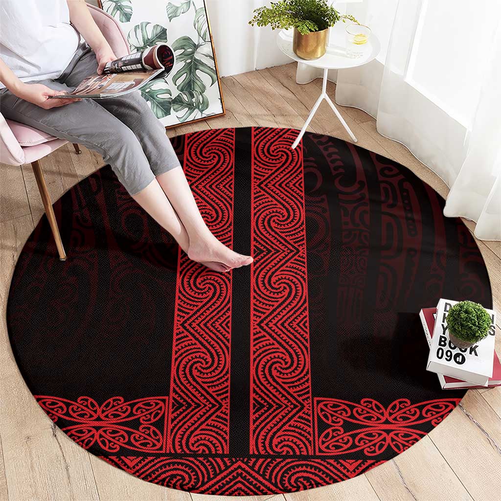 New Zealand Maori Kowhaiwhai Round Carpet Whero Maui and Mangopare LT9 - Polynesian Pride