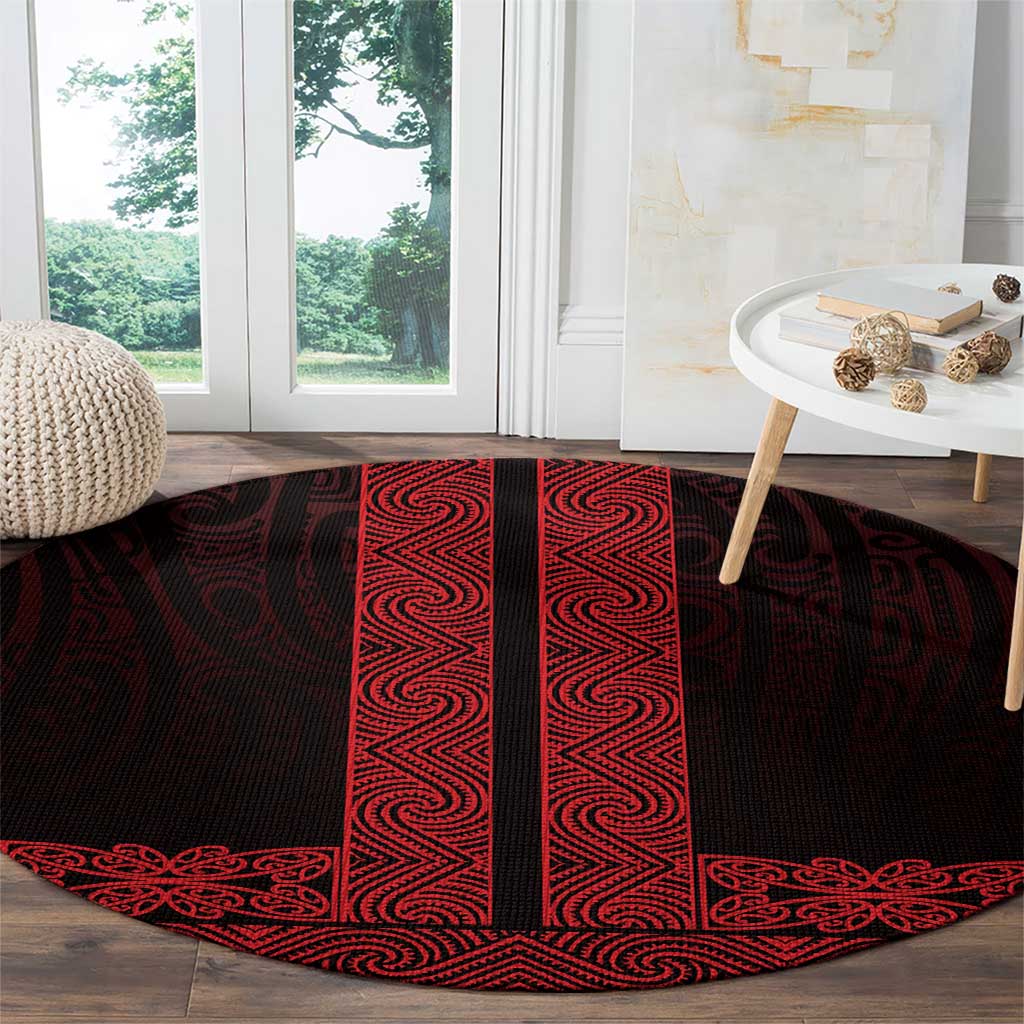 New Zealand Maori Kowhaiwhai Round Carpet Whero Maui and Mangopare LT9 - Polynesian Pride