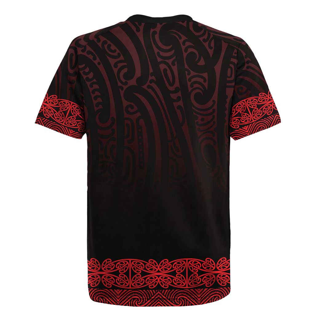 New Zealand Maori Kowhaiwhai Rugby Jersey Whero Maui and Mangopare LT9 - Polynesian Pride