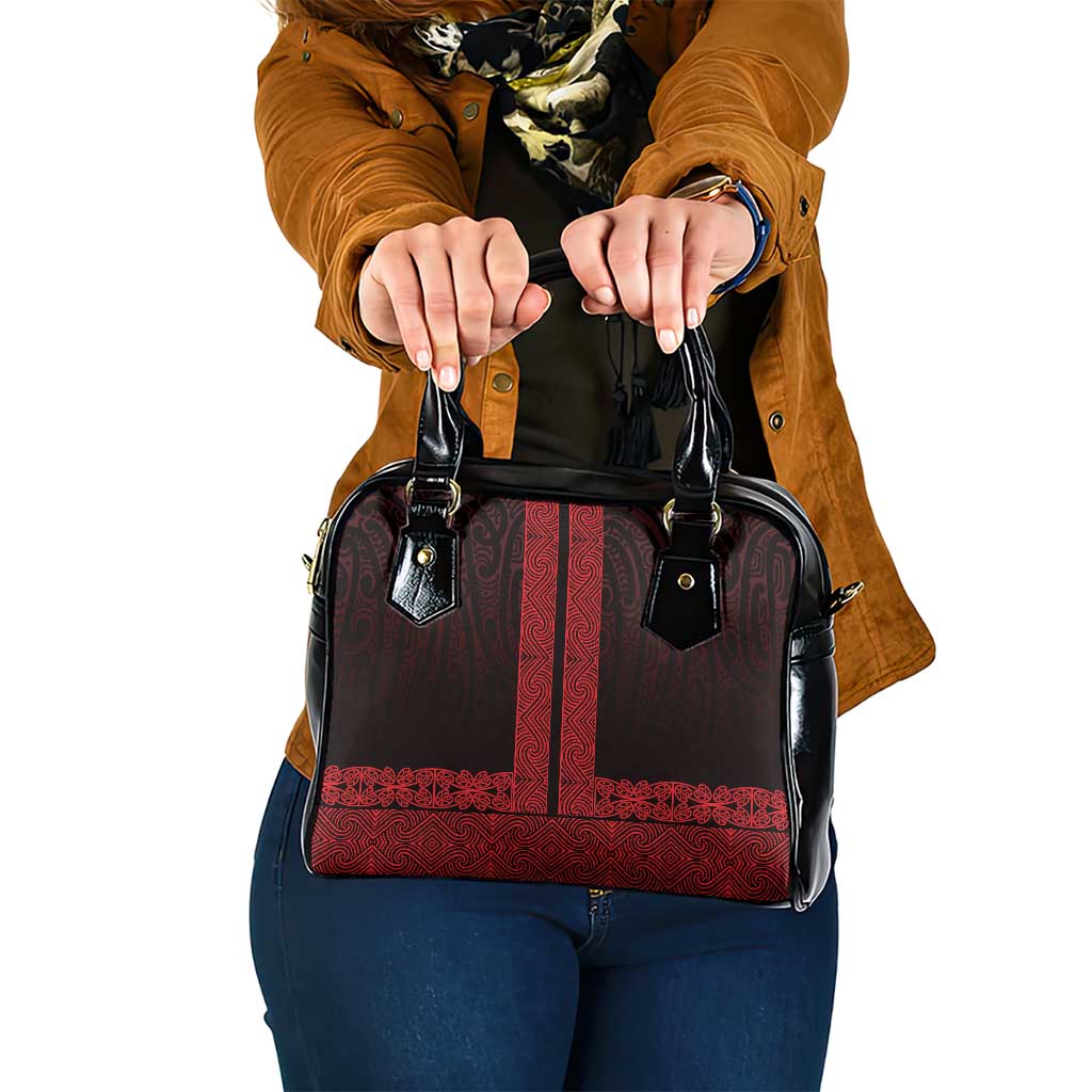 New Zealand Maori Kowhaiwhai Shoulder Handbag Whero Maui and Mangopare LT9 One Size Red - Polynesian Pride