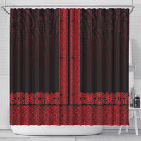 New Zealand Maori Kowhaiwhai Shower Curtain Whero Maui and Mangopare LT9 - Polynesian Pride