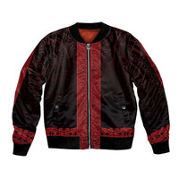 New Zealand Maori Kowhaiwhai Sleeve Zip Bomber Jacket Whero Maui and Mangopare LT9 Unisex Red - Polynesian Pride