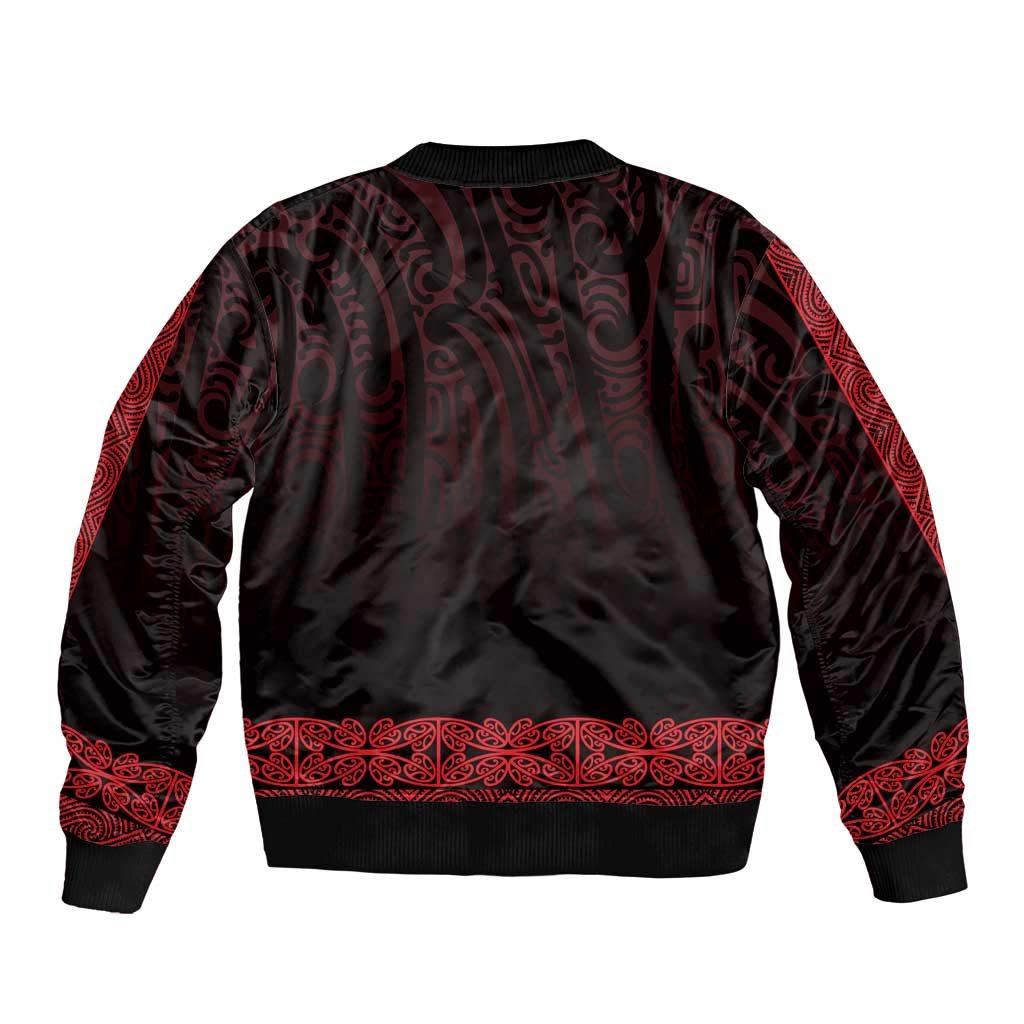 New Zealand Maori Kowhaiwhai Sleeve Zip Bomber Jacket Whero Maui and Mangopare LT9 - Polynesian Pride