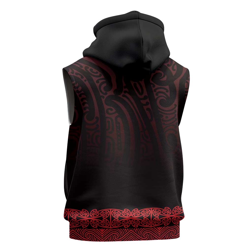 New Zealand Maori Kowhaiwhai Sleeveless Hoodie Whero Maui and Mangopare LT9 - Polynesian Pride
