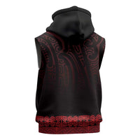 New Zealand Maori Kowhaiwhai Sleeveless Hoodie Whero Maui and Mangopare LT9 - Polynesian Pride