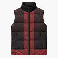 New Zealand Maori Kowhaiwhai Sleeveless Puffer Jacket Whero Maui and Mangopare LT9 Unisex Red - Polynesian Pride
