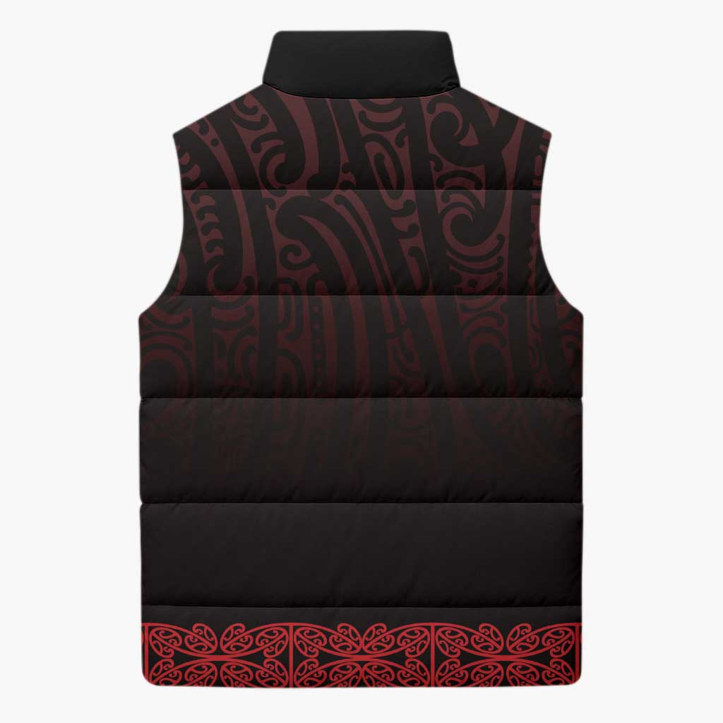 New Zealand Maori Kowhaiwhai Sleeveless Puffer Jacket Whero Maui and Mangopare LT9 - Polynesian Pride