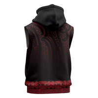 New Zealand Maori Kowhaiwhai Sleeveless Zip Hoodie Whero Maui and Mangopare LT9 - Polynesian Pride