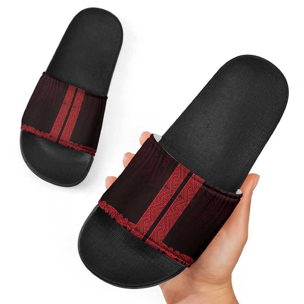 New Zealand Maori Kowhaiwhai Slide Sandals Whero Maui and Mangopare LT9 - Polynesian Pride