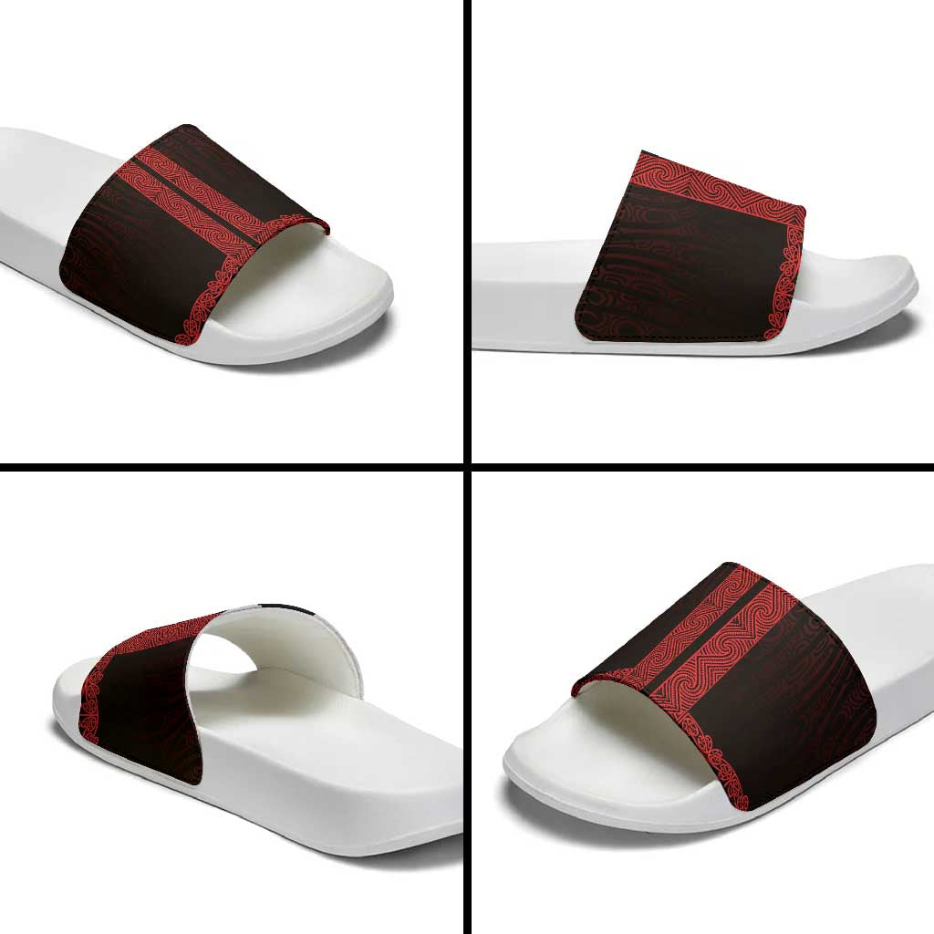 New Zealand Maori Kowhaiwhai Slide Sandals Whero Maui and Mangopare LT9 - Polynesian Pride