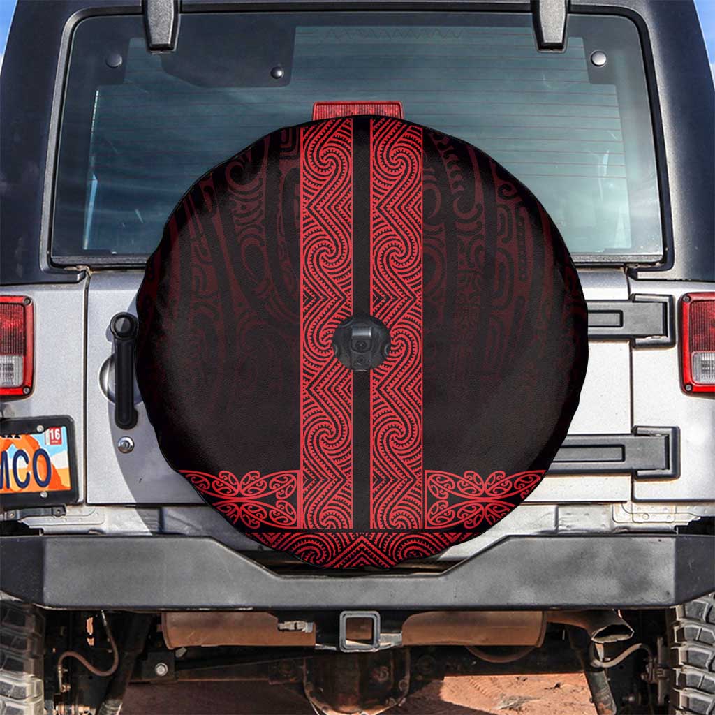 New Zealand Maori Kowhaiwhai Spare Tire Cover Whero Maui and Mangopare LT9 Red - Polynesian Pride