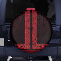 New Zealand Maori Kowhaiwhai Spare Tire Cover Whero Maui and Mangopare LT9 No hole Red - Polynesian Pride
