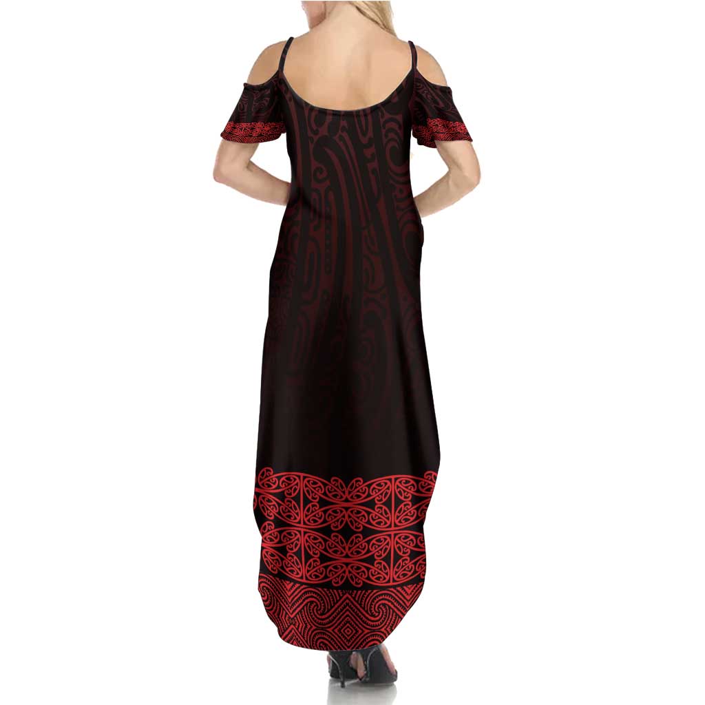 New Zealand Maori Kowhaiwhai Summer Maxi Dress Whero Maui and Mangopare LT9 - Polynesian Pride