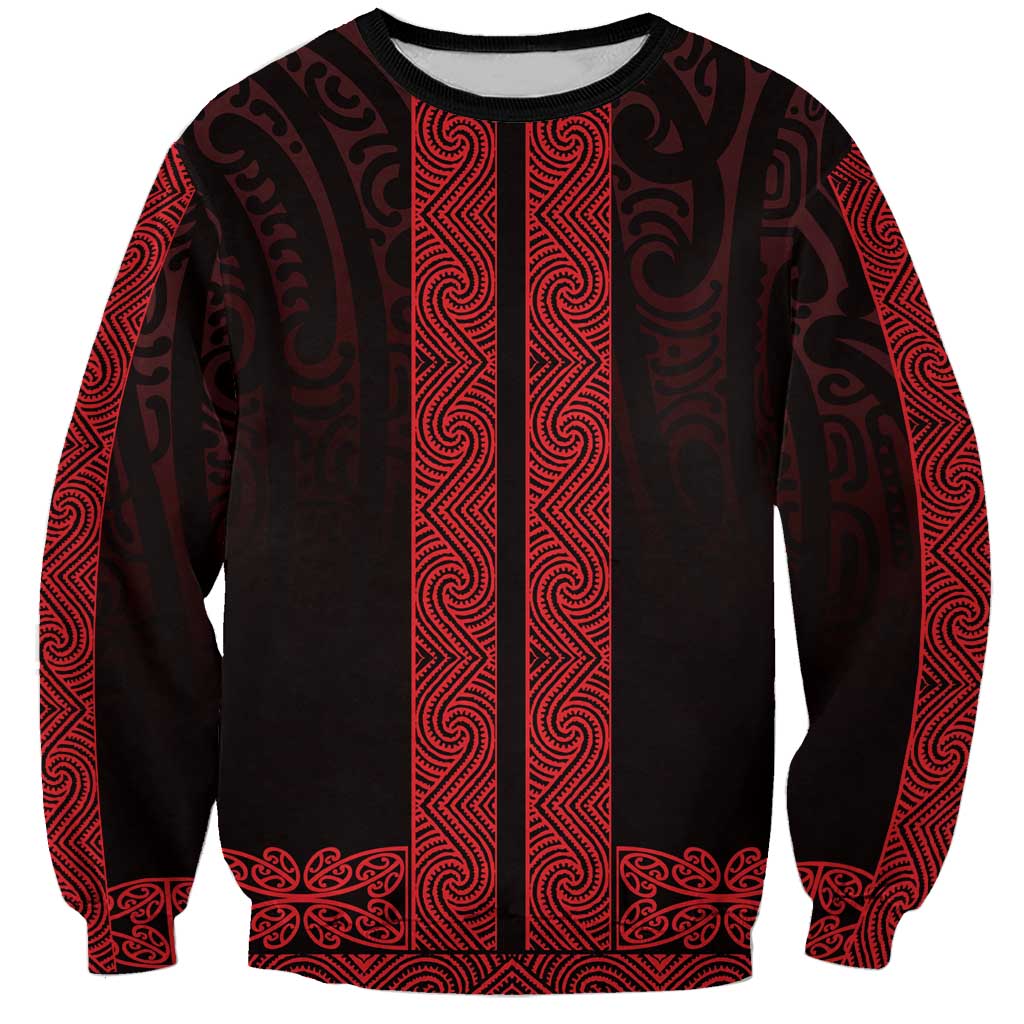 New Zealand Maori Kowhaiwhai Sweatshirt Whero Maui and Mangopare LT9 Unisex Red - Polynesian Pride