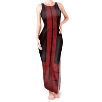 New Zealand Maori Kowhaiwhai Tank Maxi Dress Whero Maui and Mangopare LT9 Women Red - Polynesian Pride