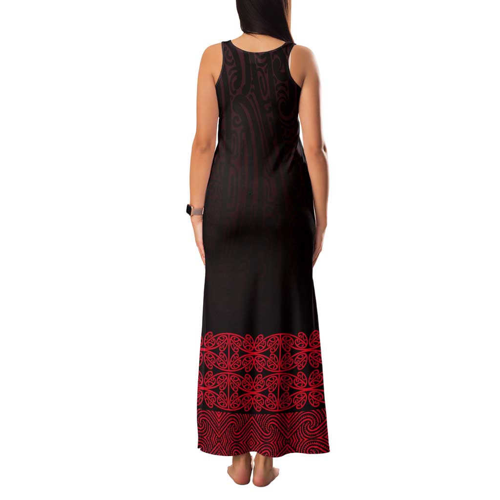 New Zealand Maori Kowhaiwhai Tank Maxi Dress Whero Maui and Mangopare LT9 - Polynesian Pride