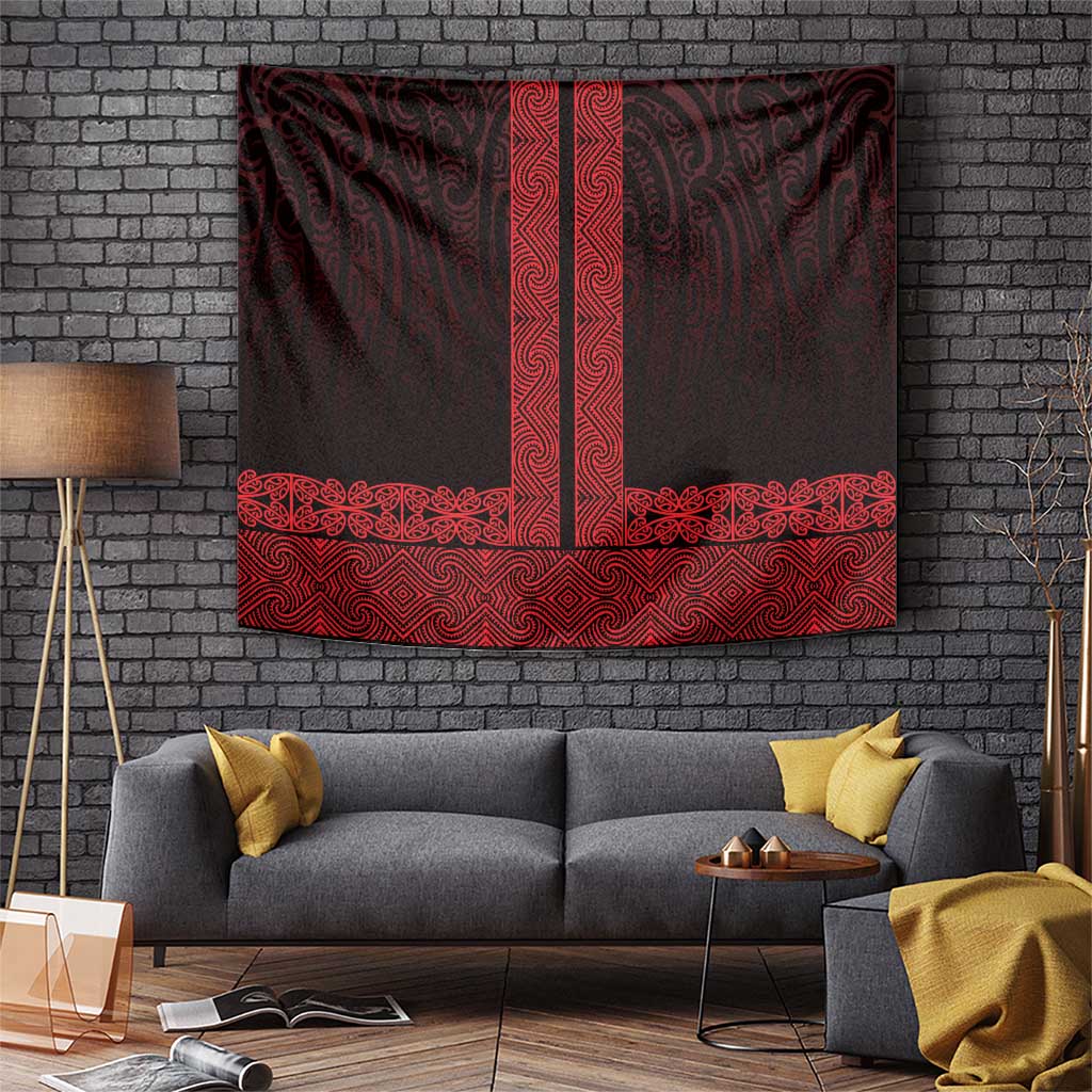 New Zealand Maori Kowhaiwhai Tapestry Whero Maui and Mangopare LT9 Red - Polynesian Pride